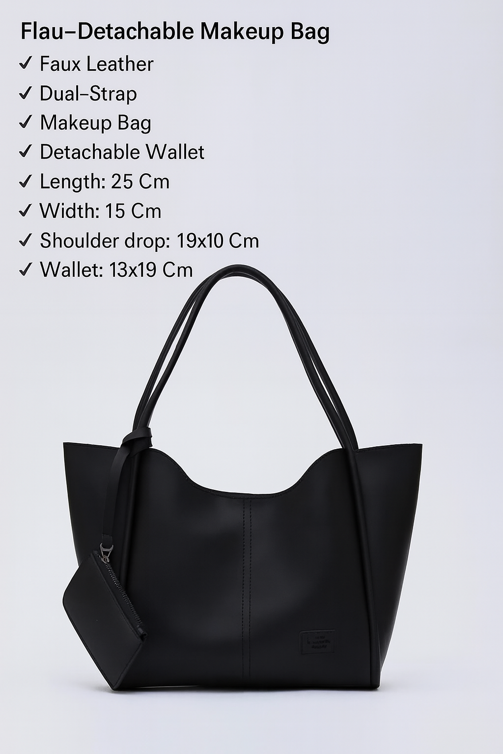 Black SHK108 snap closure faux leather women hand and shoulder bag wit
