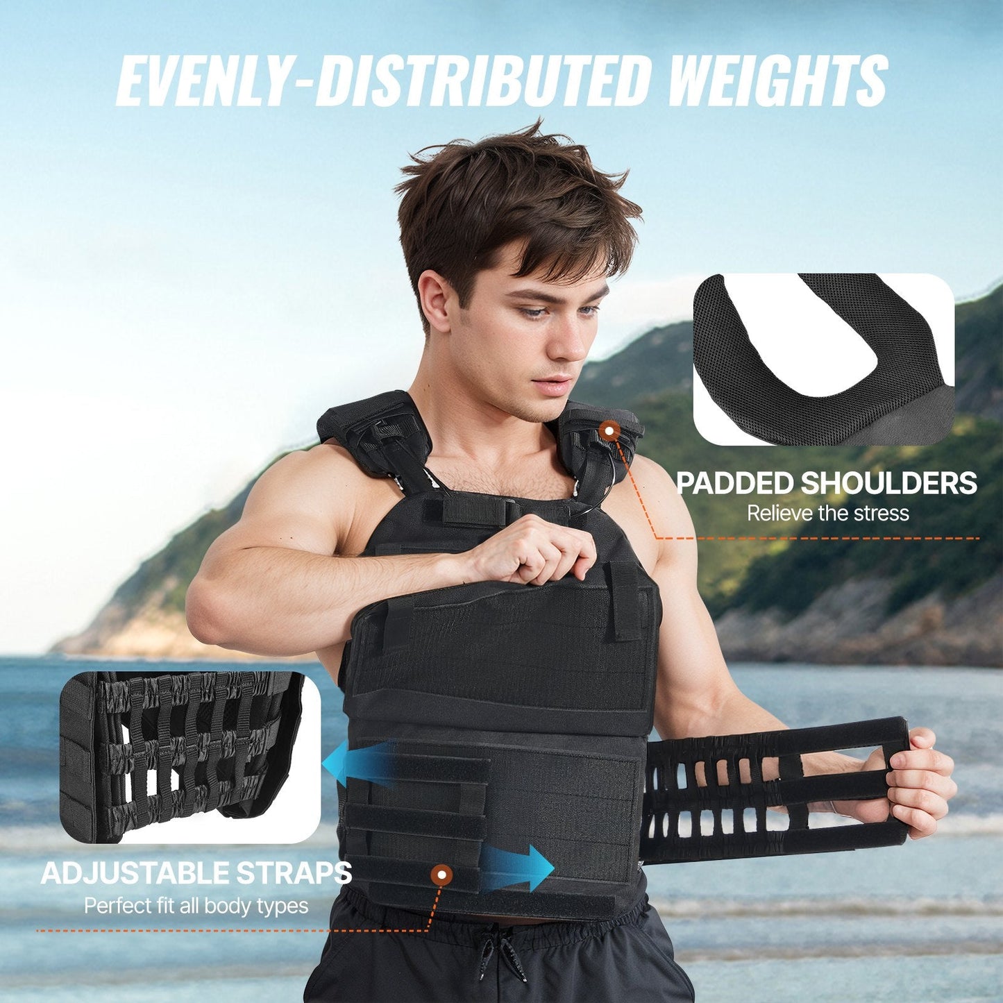 Weighted Vest, 40lb Weight Vest, Adjustable Body Weight Jacket For Men