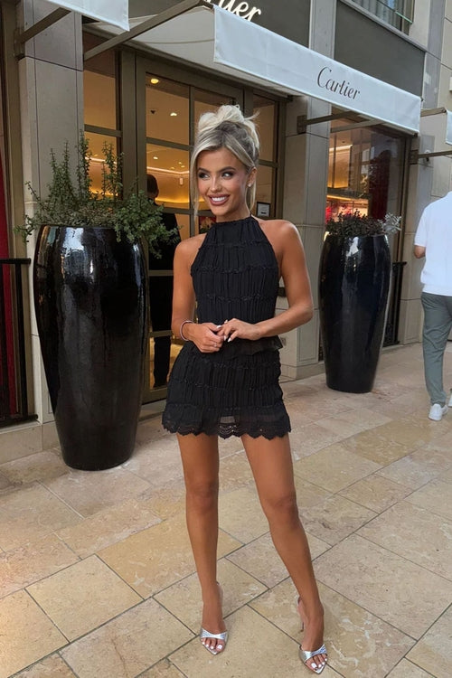Noir Pleated Mini Dress