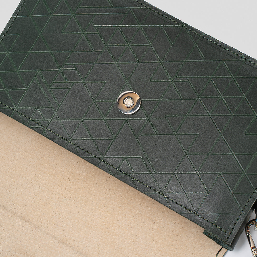 Leather Shoulder Bag - Curie (Orange Vectors)